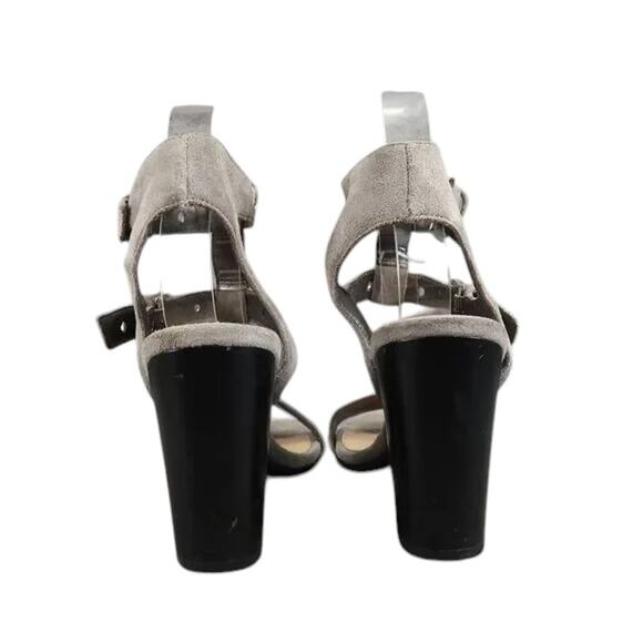Sam Edelman Shoes Womens 6.5 Heeled Sandals Ankle Straps Leather Block Heel Grey - Picture 4 of 15
